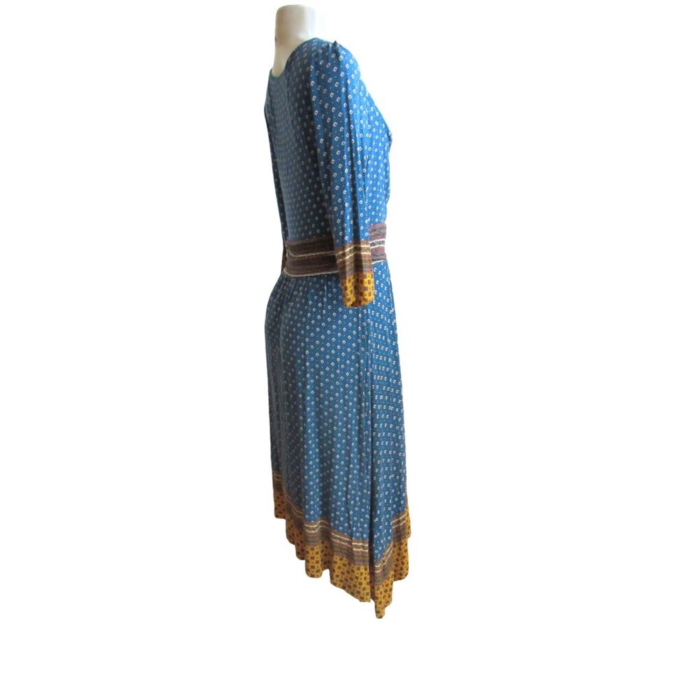 Maeve Anthropologie Blue Multi Colored Midi Rayon Blend Dress in Size M - Picture 4 of 6